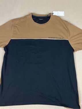 Kenneth Cole New York Big & Tall T-Shirt, Black & Tan Fall Logo. Men's Sz 3XL